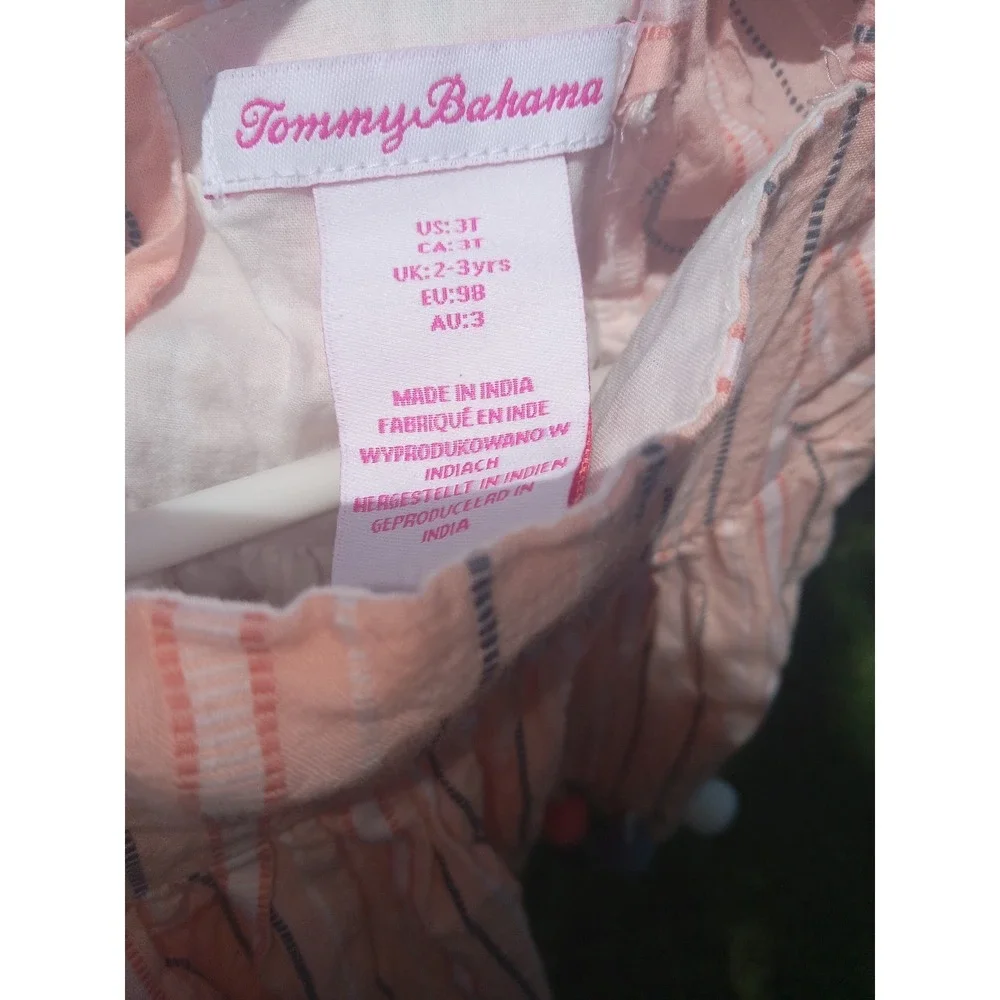 Toddler Girl's Tommy Bahama Summer Striped W/ Pom Poms‎ Dress Size 3T